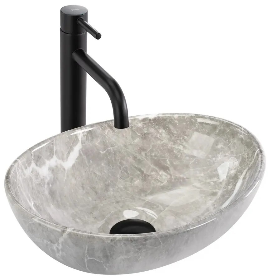 Lavoar pe blat Rea Sofia Mini oval 35 cm Grigio gri-lucios
