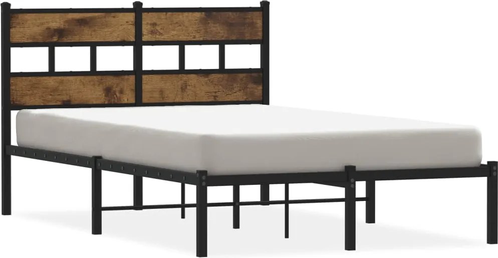 vidaXL Cadru pat metalic fără saltea, stejar fumuriu, 120x190 cm