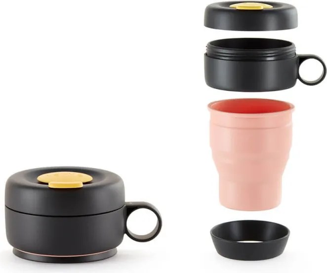 Cana pliabila Lekue On The Go 1010233, 350 ml, -20/+100 °C, Inchidere ermetica si etansa, Coral