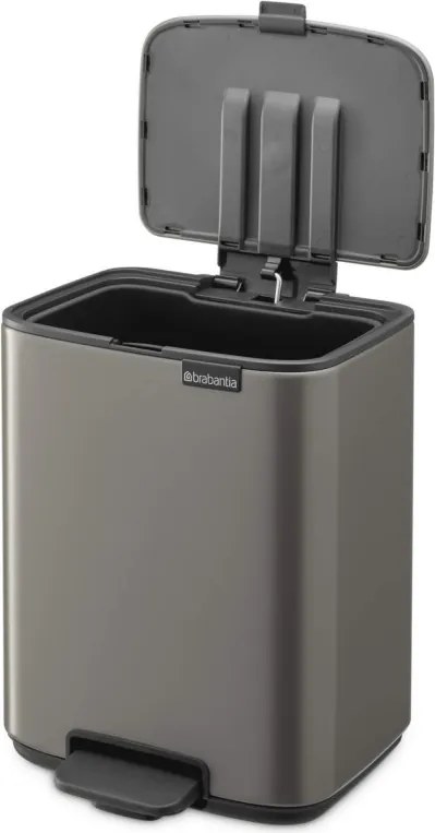 Cos de gunoi Brabantia Bo Pedal 1010127, 7 l, Inchidere lenta, Baza cauciucata, Gri închis