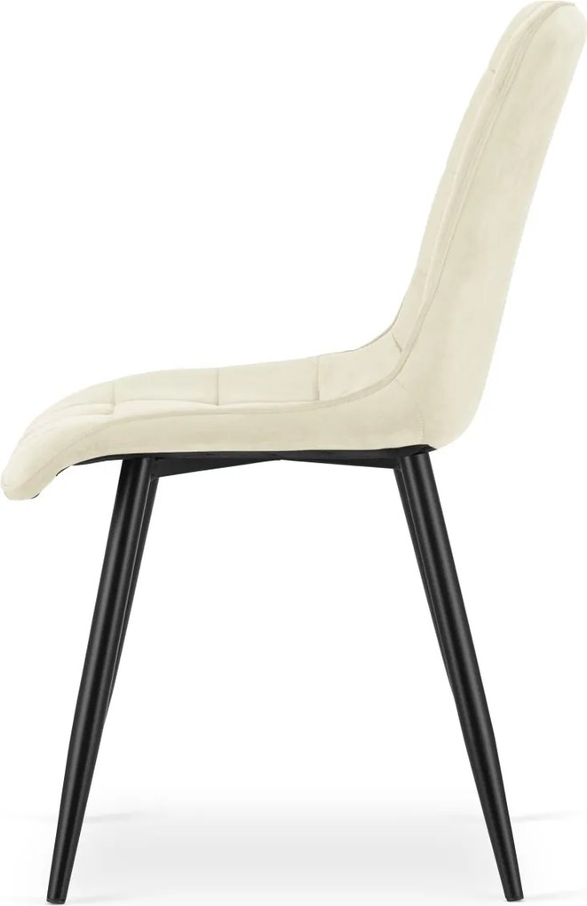 Scaun de masa SPLIT VELVET cu picioare negre, bej deschis