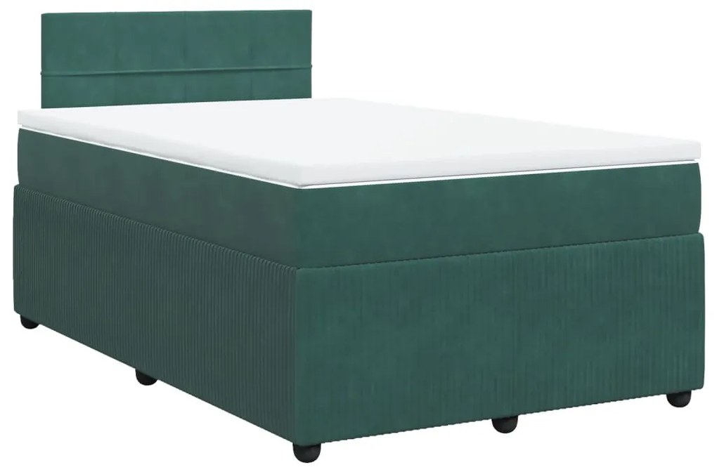 3287713 vidaXL Pat box spring cu saltea, verde închis, 120x200 cm, catifea