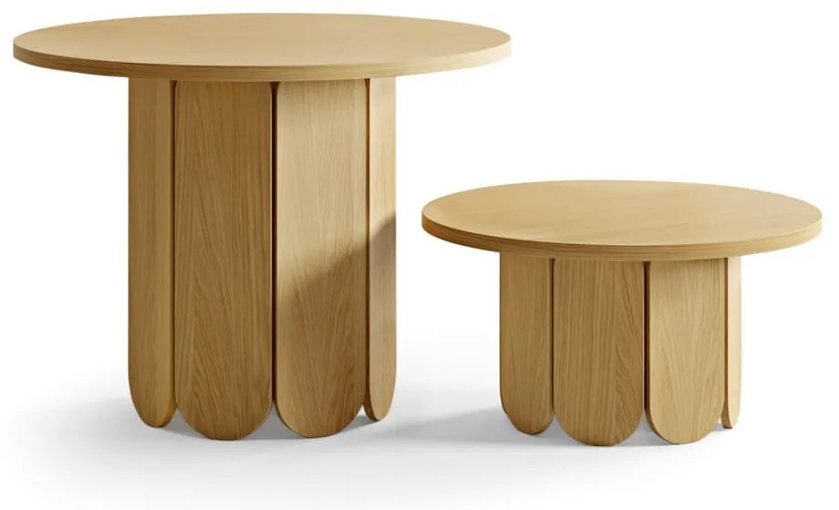 Măsuță de cafea în culoare naturală rotundă cu blat cu aspect de lemn de stejar 78x78 cm Soft – Woodman