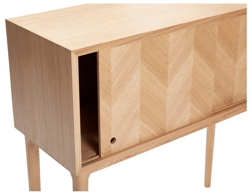 Comodă din lemn de stejar Hübsch Herringbone, înălțime 90 cm