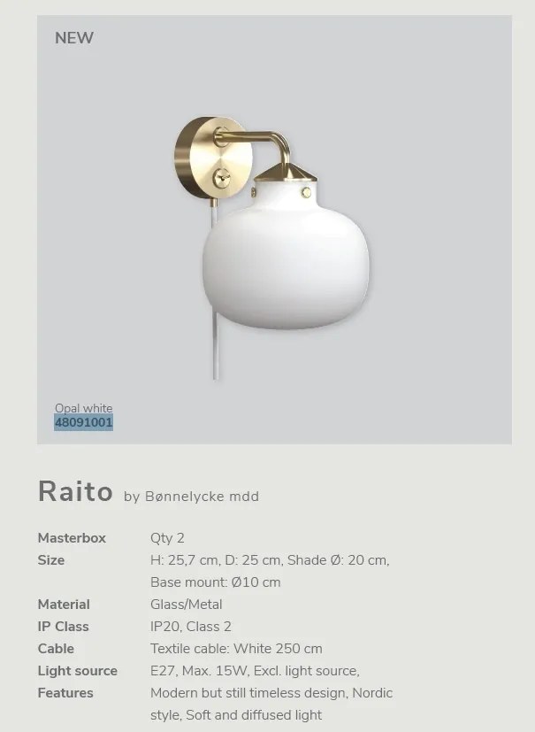 Aplica design modern Raito 48091001 DFTP