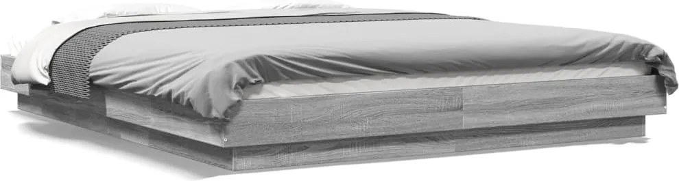 vidaXL Cadru de pat, gri sonoma, 150x200 cm, lemn prelucrat