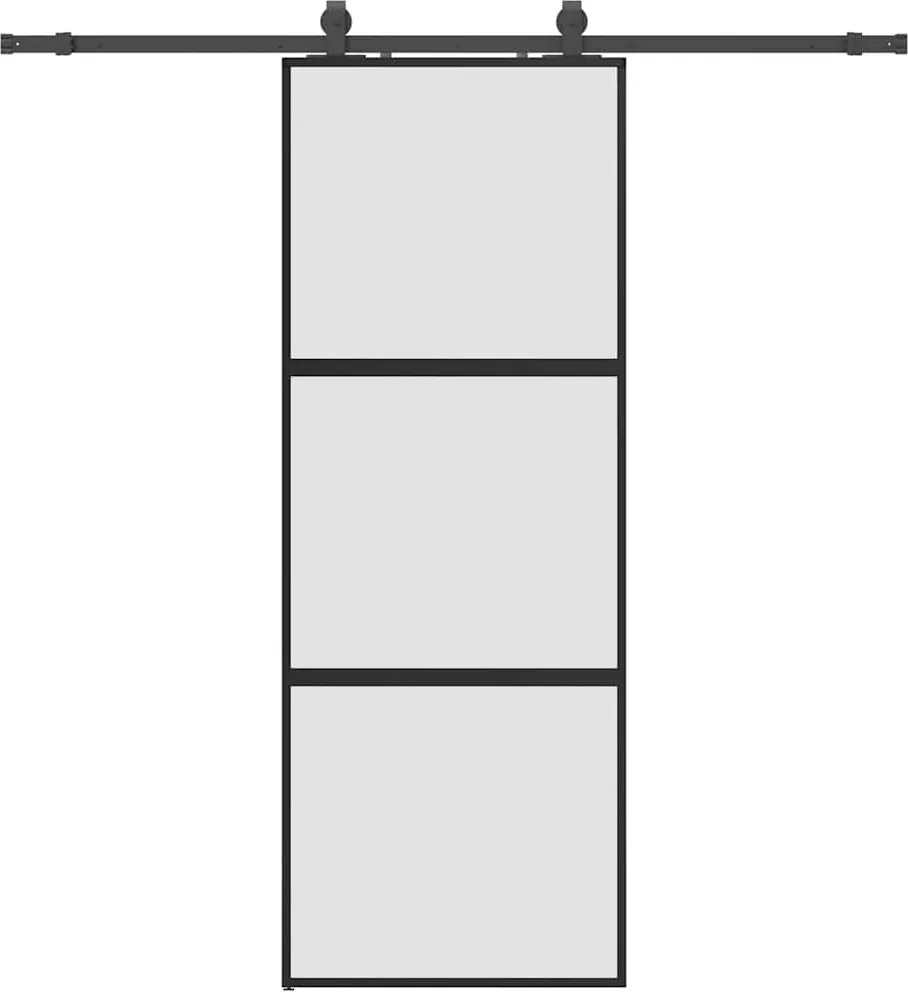 vidaXL Ușă glisantă cu set feronerie neagră 76x205cm sticlă securizată