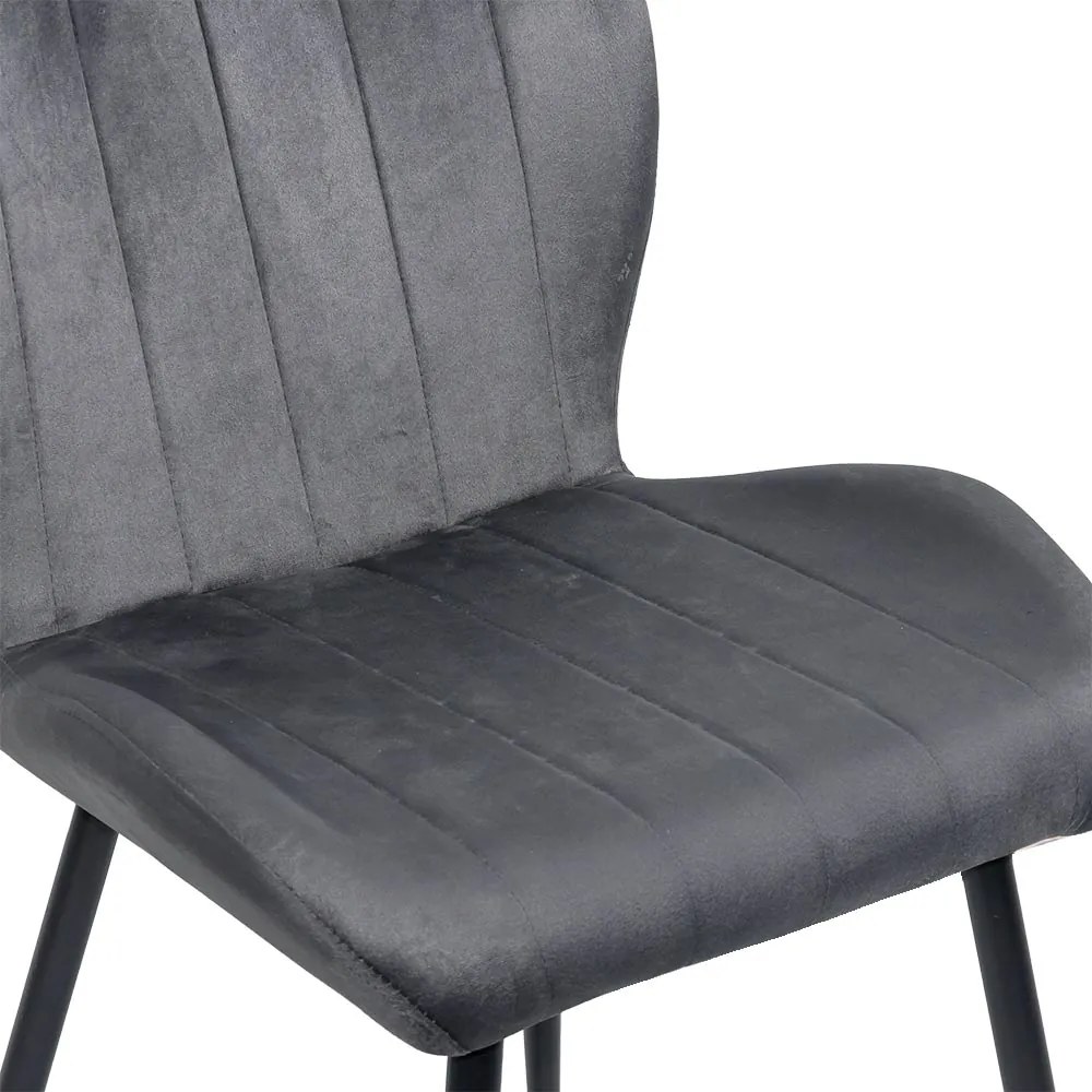 Scaun living gri din catifea cu cadru metalic si spatar ergonomic BUC 204