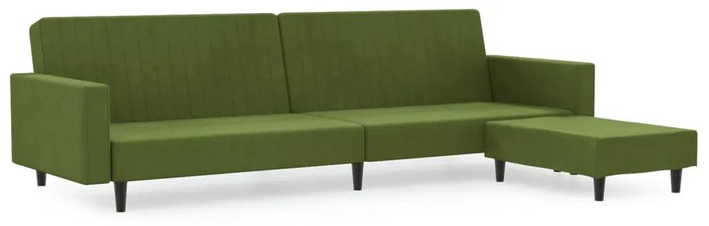 3081868 vidaXL Canapea extensibilă cu taburet, 2 locuri, verde deschis catifea