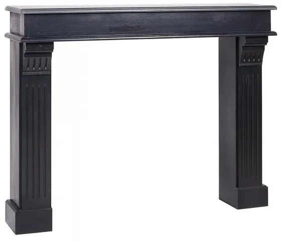 Consola pentru semineu, negru, din lemn de pin, cu aspect clasic, Lyon