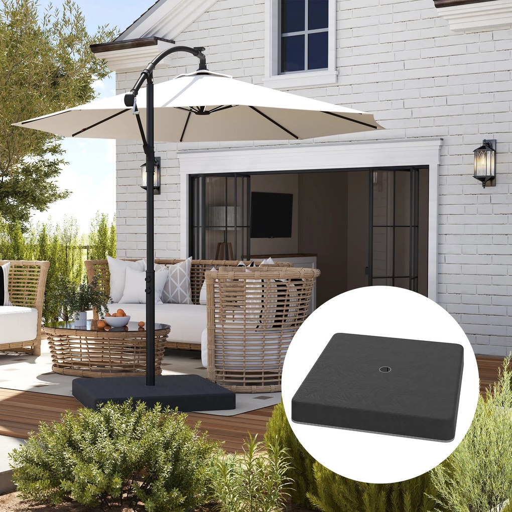 Outsunny Greutăți de bază pentru suport de umbrelă de soare, Impermeabil, umplut cu nisip, Plastic, 89L x 89B x 10,5Î cm, Negru | Aosom Romania
