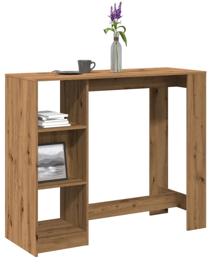 vidaXL Masă bar cu raft stejar artizanal 124x46x103,5cm lemn prelucrat