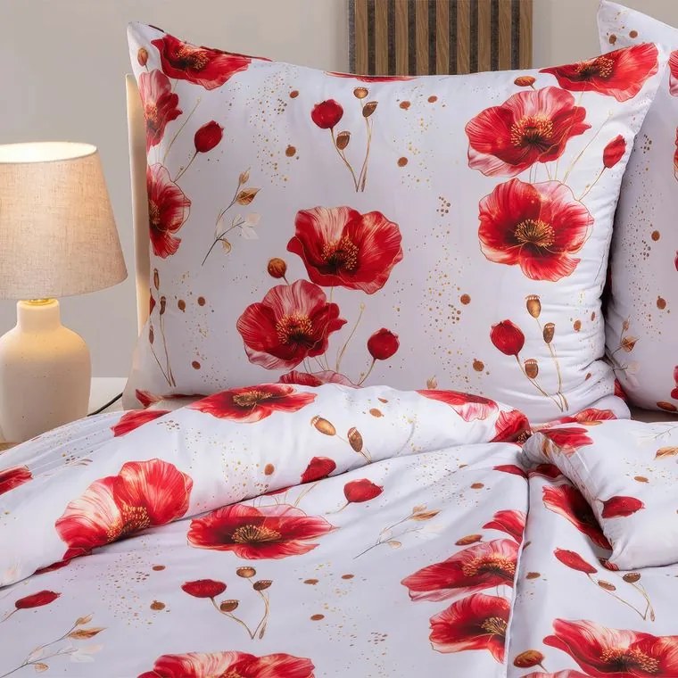 decoDoma Lenjerie de pat din microfibră POPPIES 2x pat simplu