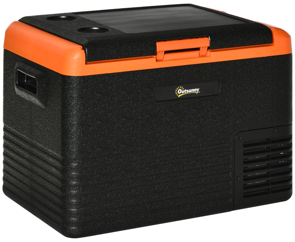 Outsunny Răcitor electric portabil 40L, frigider congelator cu mânere, 58,7L x 36,5l x 43,8Î cm portocaliu și negru | Aosom Romania