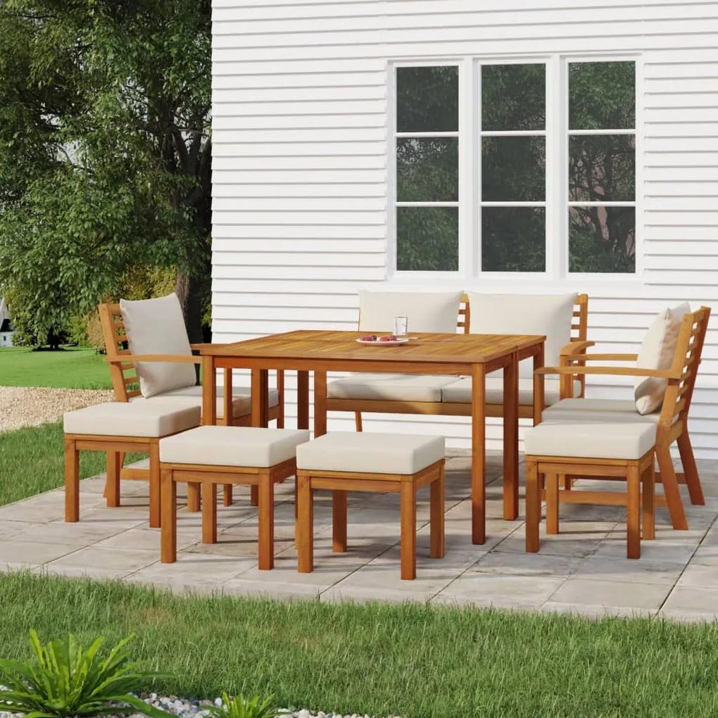 3154980 vidaXL Set mobilier de grădină cu perne, 9 piese, lemn masiv de acacia