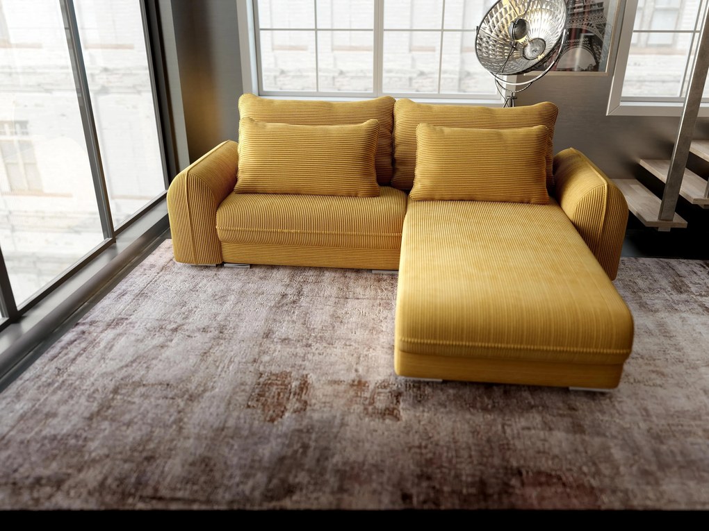 Colțar extensibil dumonde cu ladă de depozitare si sezut confortabil din spuma high-density, Denver Zoom Mustar 275x185 cm II