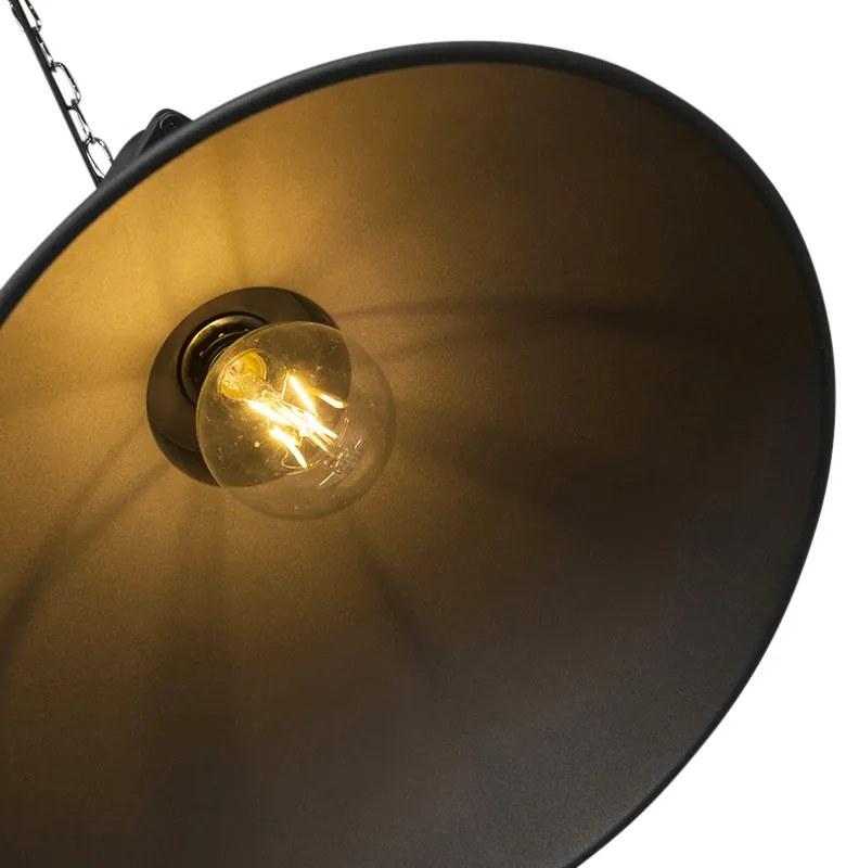 Lampă suspendată inteligentă industrială neagră incl. A60 WiFi 38,5 cm - Sicko