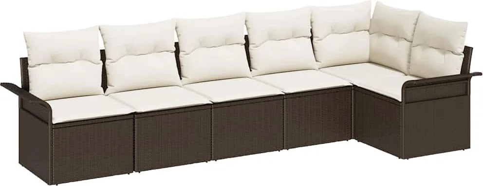vidaXL Set de canapele pentru grădină cu pernă 6 pcs Maro poliratan