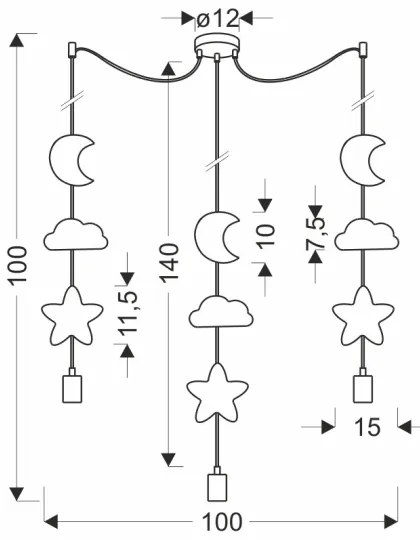 Lampă suspendată pentru copii TRIO 3xE27/20W/230V galben/albastru