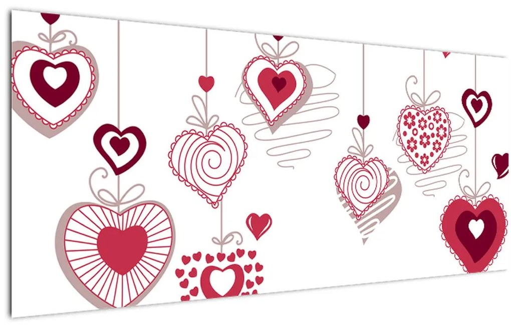 Tablou cu inimiore pictate (120x50 cm)