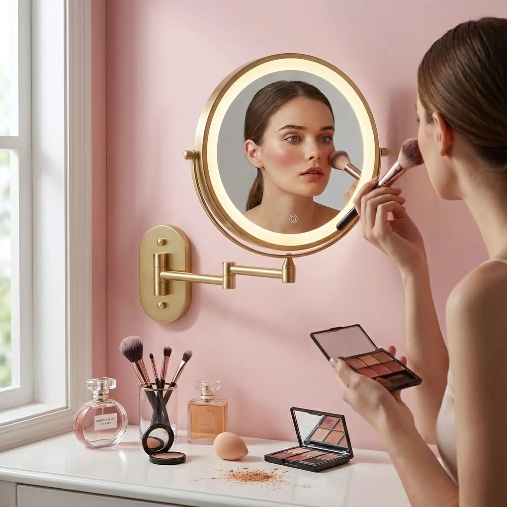 Oglindă LED Glow Brush Gold