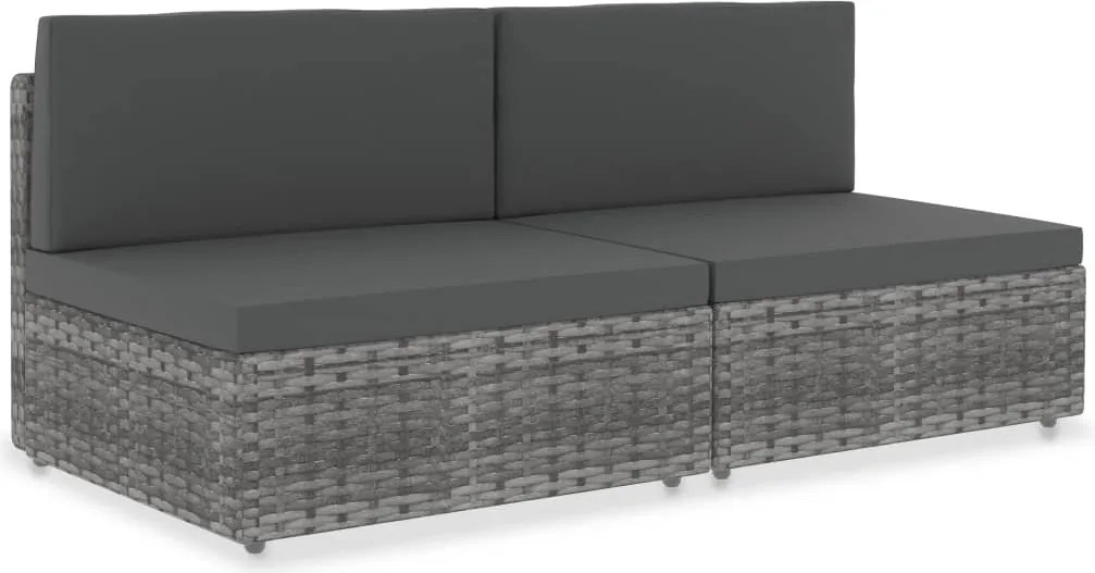 vidaXL Canapea modulară cu 2 locuri, gri, poliratan