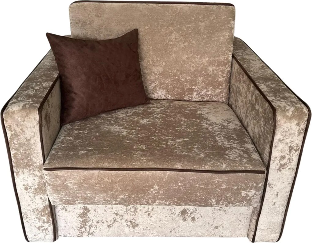 Fotoliu SAMY NEXT extensibil, cu lada de depozitare, stofa plusata bej , cadru metalic ,103x100x92 Catifea plusata, Bej