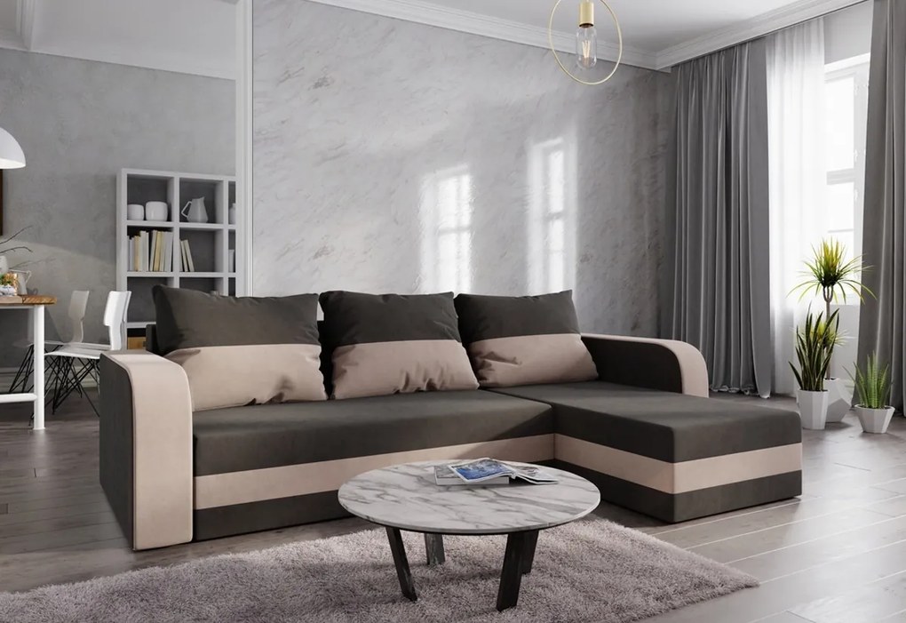 Expedo Colțar extensibil WELTA, 240x80x139 maro/cappucino, microfibră 20/05