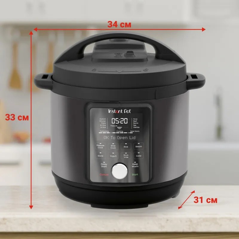 Multicooker Instant Pot Duo Plus Whisper Quiet 112307901, 1000 W, 5.7 L, 9 programe, Start intarziat, Afisaj LCD, Negru