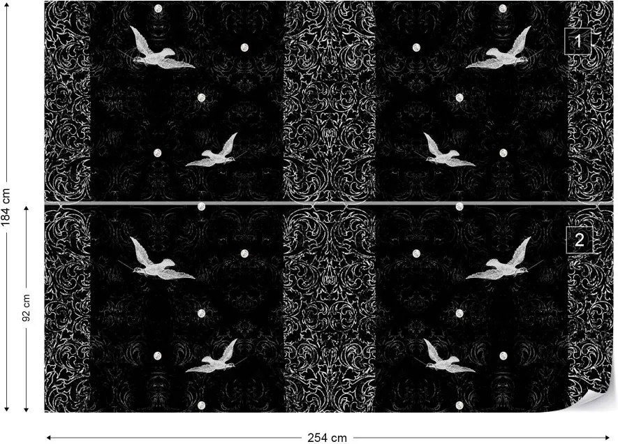 Fototapet GLIX - Vintage Pattern Birds  + adeziv GRATUIT Tapet nețesute - 254x184 cm