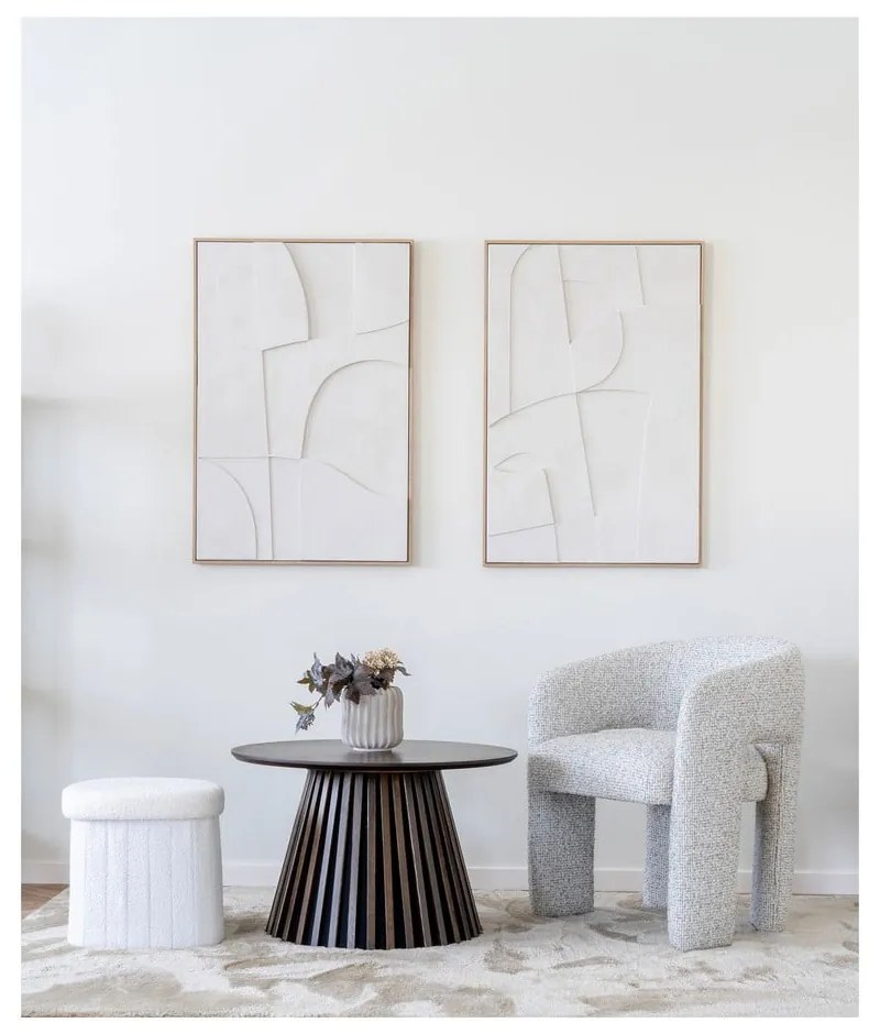 Taburet alb cu tapițerie din țesătură bouclé Medford – House Nordic