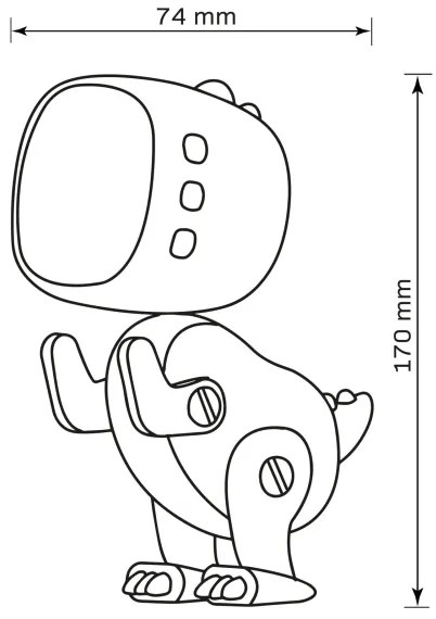 Veioză LED dimabilă de veghe cu ceas deșteptător pentru copii ROBOT LED/1W/5V 1200 mAh