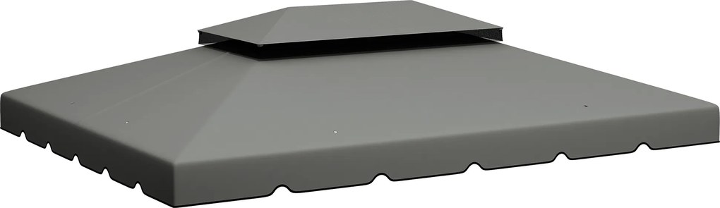 Outsunny Acoperiș de Rezervă pentru Pavilion 4x3 m cu 2 Niveluri pentru Grădină, Copertină Rezistentă la Apă din Poliester 170g/㎡ cu 8 Găuri de Drenaj, Gri Deschis | Aosom Romania