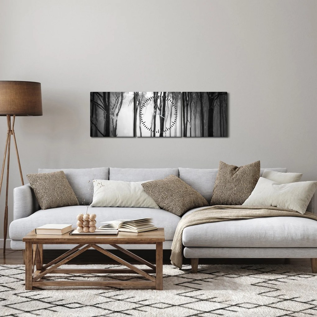 Tablou - Lup în pădurea întunecată (cu ceas) (90x30 cm)