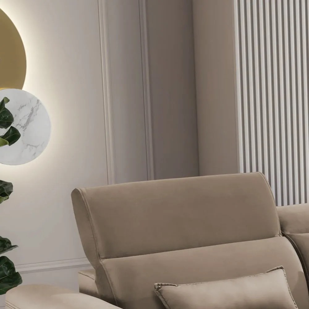 Colțar maro deschis extensibil/cu spațiu de depozitare cu tapițerie din catifea (cu colț pe partea dreaptă/cu șezlong) Foble – ELTAP