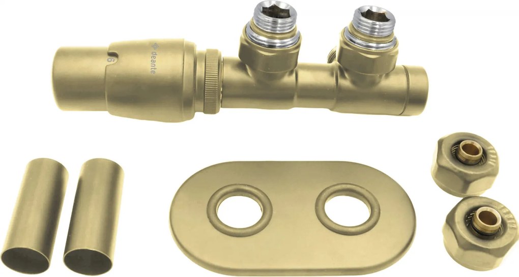 Supapa termostatica, auriu mat, pentru calorifer baie, stanga, Deante Auriu mat