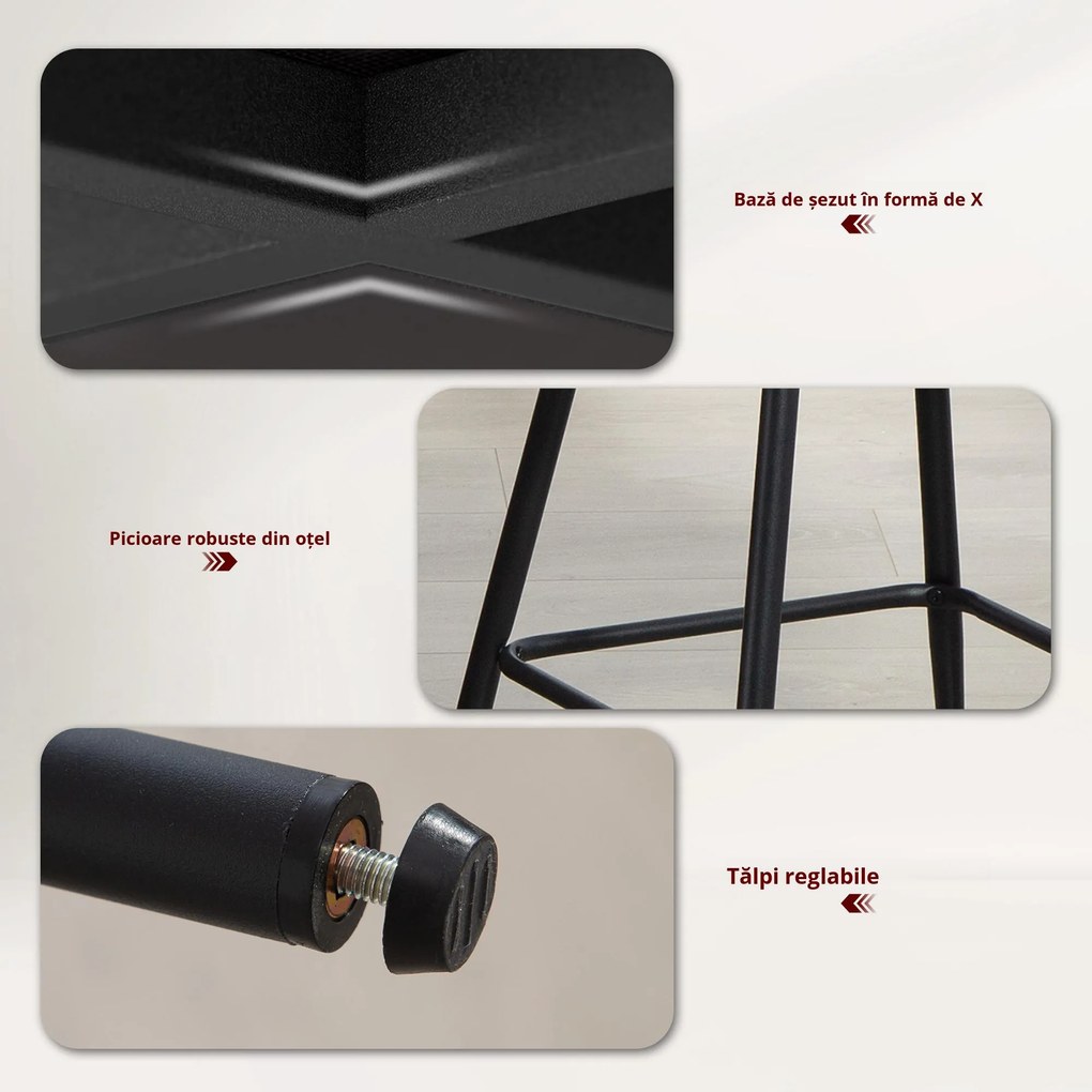 HOMCOM Set 2 Scaune de Bar cu Spătar și Suport pentru Picioare, Acoperire din Material Textil și Picioare din Oțel, Gri | Aosom Romania