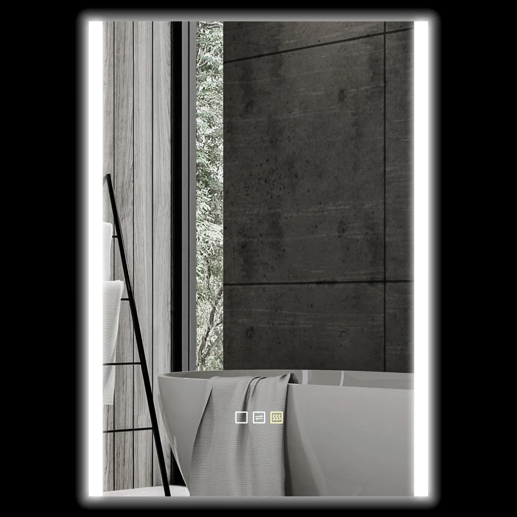 HOMCOM Oglindă LED 50x70 Antiaburire Touch IP44 | Aosom Romania