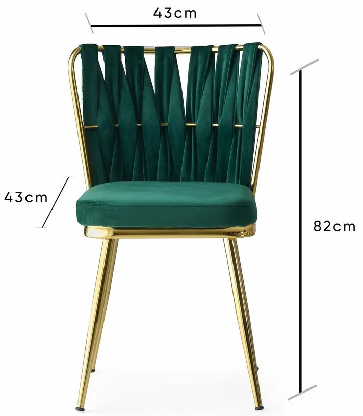 Set de scaune de sufragerie Kusakli Green andGold, 4 buc.