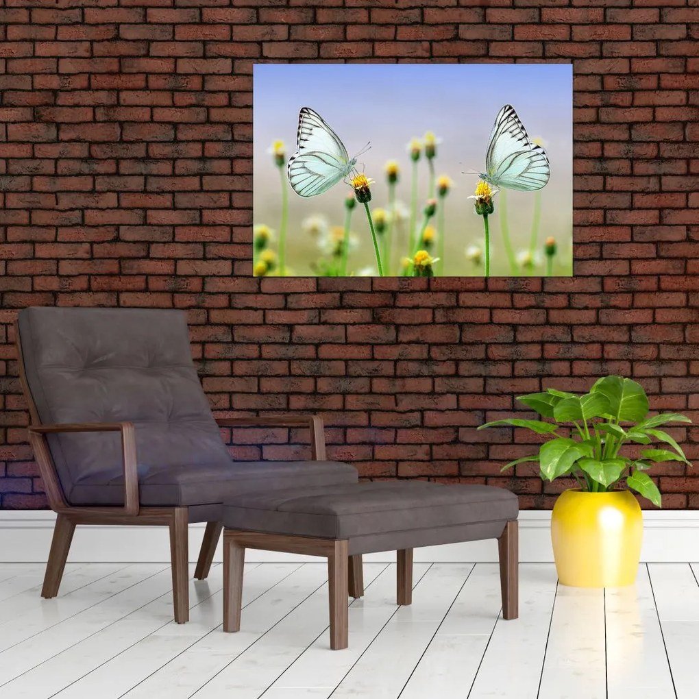 Tablou cu fluture pe floare (90x60 cm)