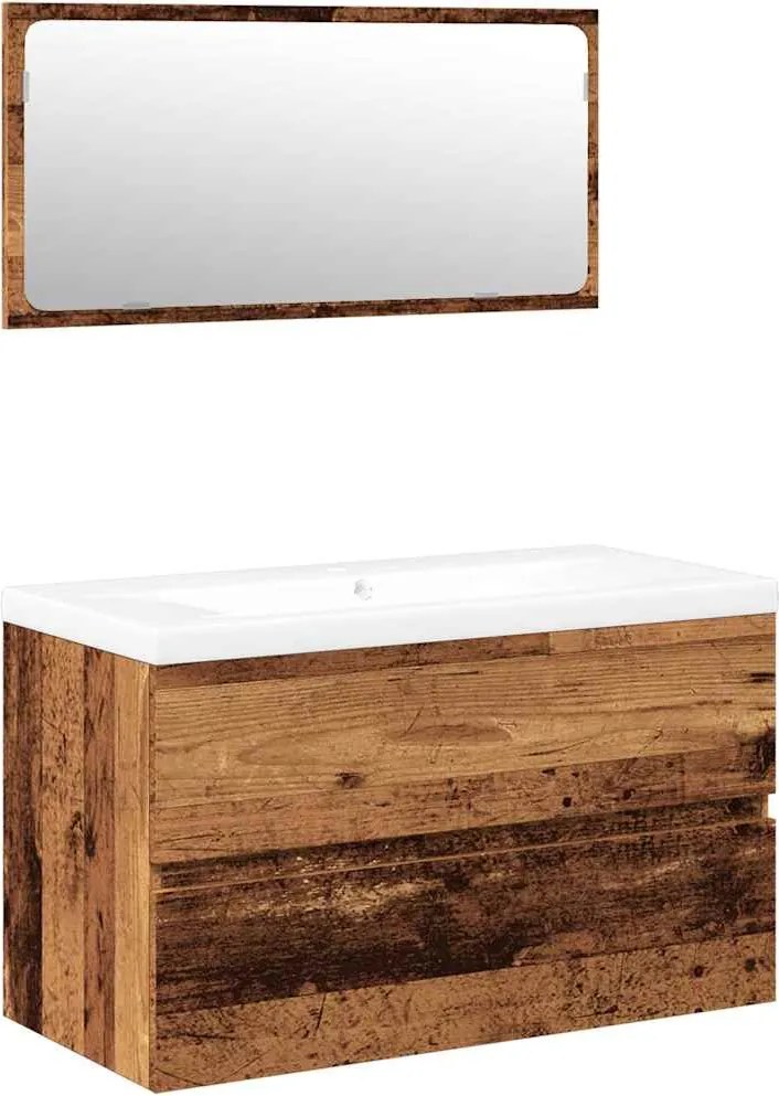 vidaXL Set mobilier de baie, lemn vechi, lemn prelucrat