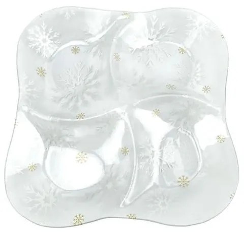 Farfurie pentru servire din sticlă ø 28,5 cm cu model de Crăciun Frosty Flakes – Dakls