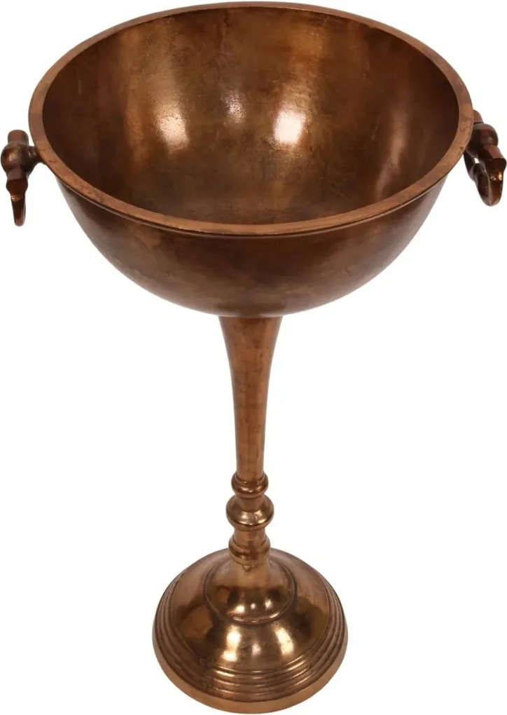 Bol decorativ din aluminiu, bronz, bază model pește, finisaj antichizat, 73 x 44 cm, „Neptune”