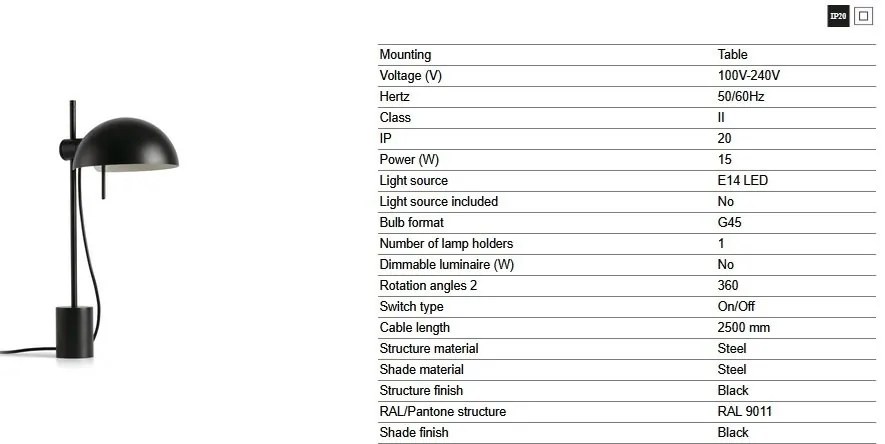 Veioza mobila directionabila MATILDA neagra