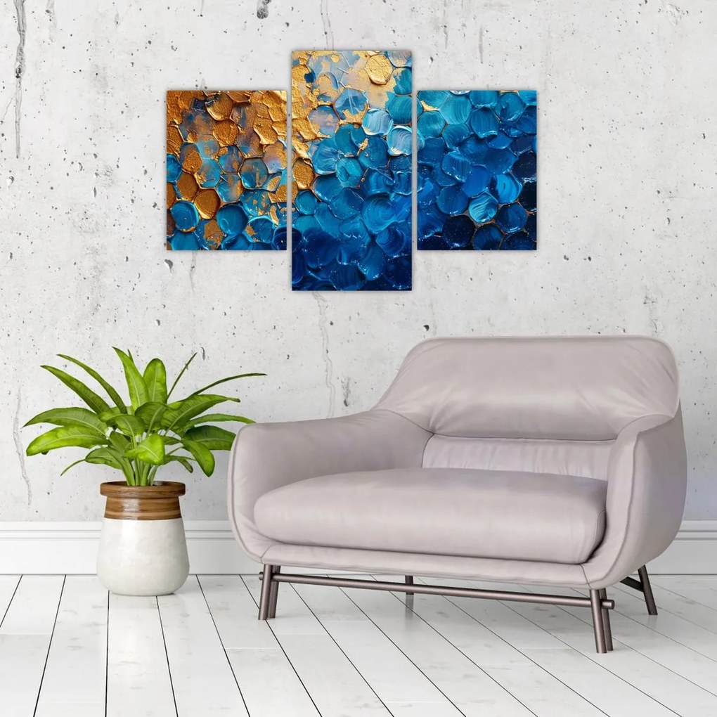 Tablou - Pictura albastru-auriu (90x60 cm)