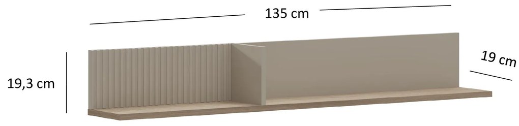 Raft de perete Demandaron (taupe + stejar silverjack). 1116810