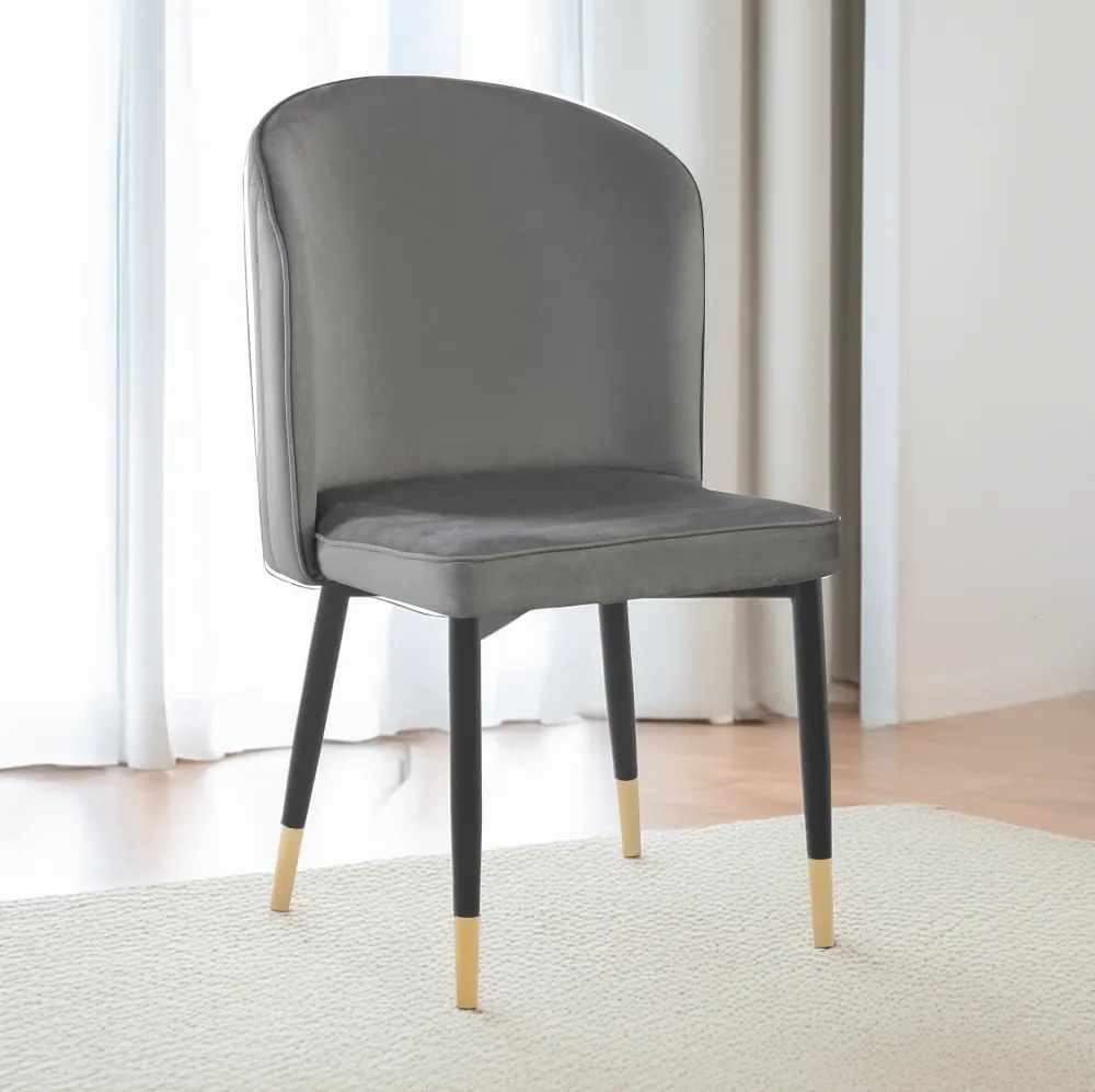 Scaun de sufragerie, ţesătură Velvet gri/negru, UDAJA