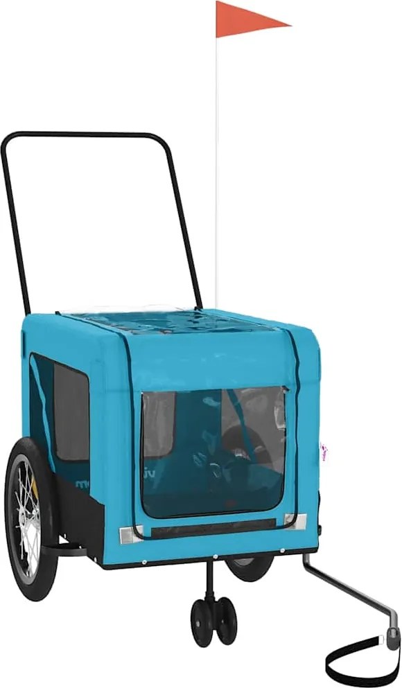 vidaXL Remorcă bicicletă animale companie, albastru/negru, oxford/fier