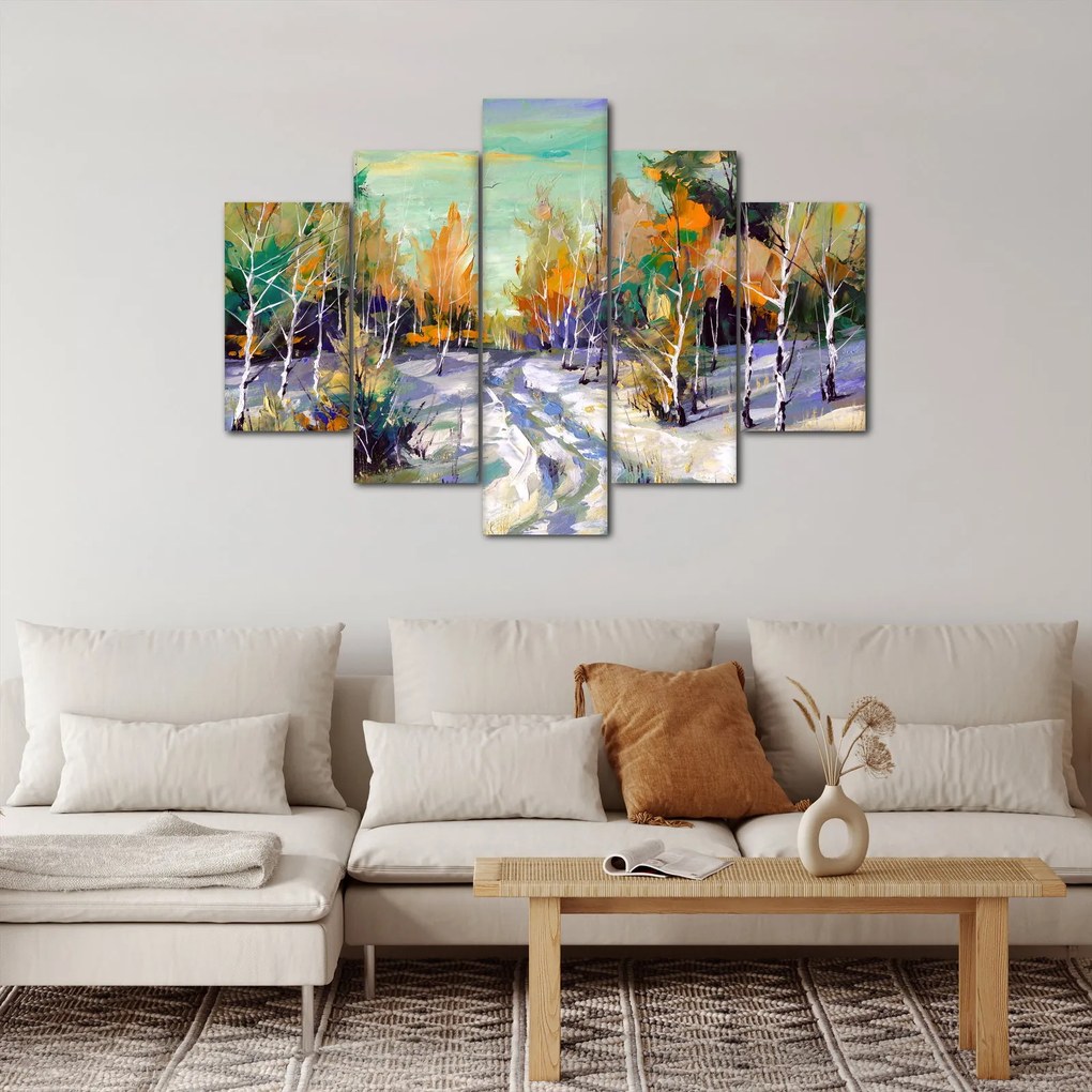 Tablou - Drum înzăpezit prin pădure (150x105 cm)