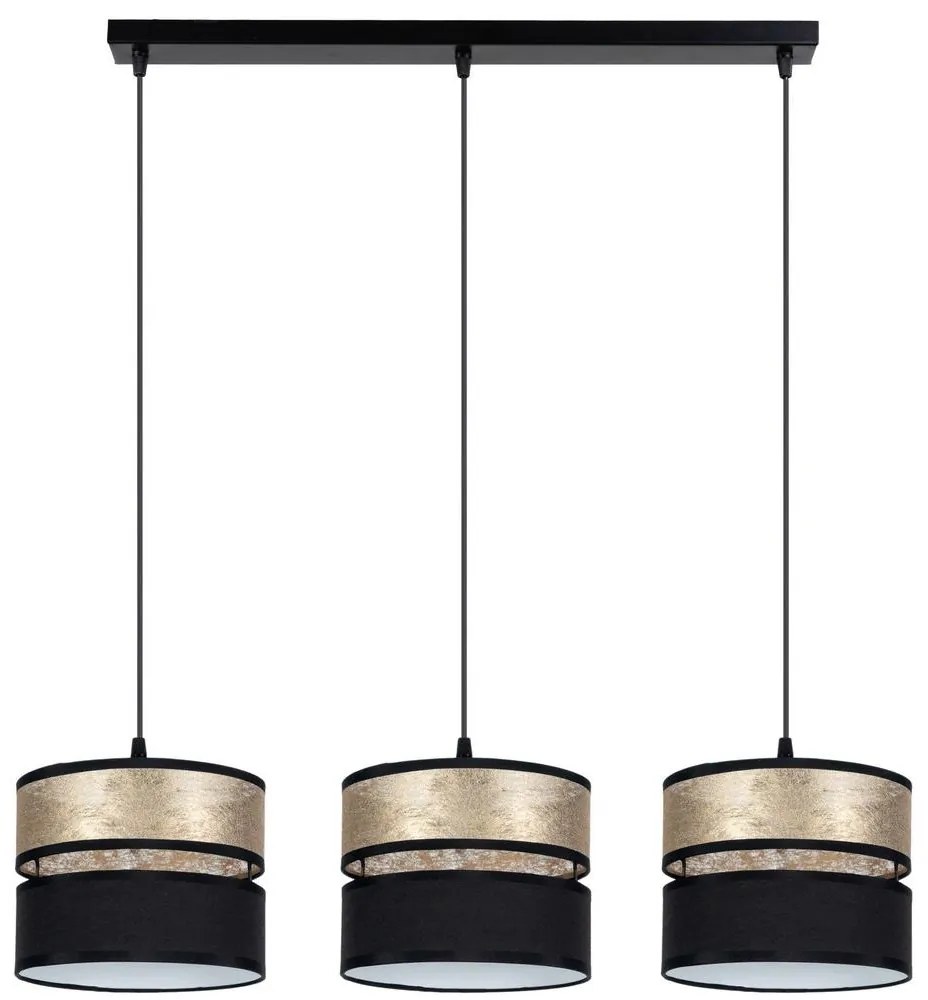 Lustră pe cablu LIMA 3xE27/60W/230V aurie/neagră